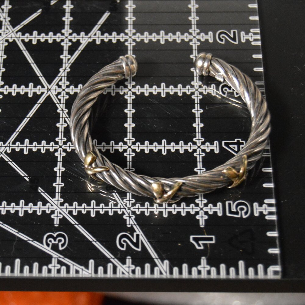 Vintage 18k Gold and Sterling Silver Twisted Cuff by TORC ALS - Picture 8 of 10